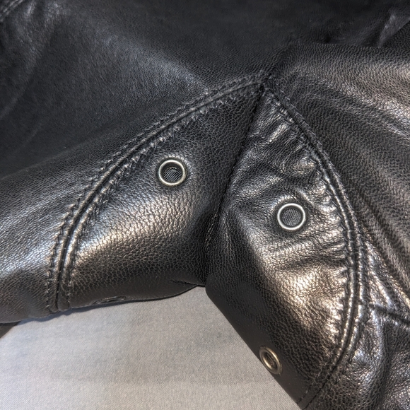 Cole Haan City | Black Lambskin Leather Vented Racer Jacket Women's Size M - Picture 7 of 7